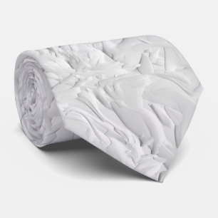 White Textured Stone, Monochrome Abstract Art Neck Tie