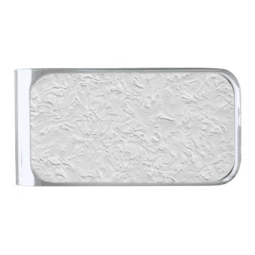 White Textured Stone Monochrome Abstract Art Silver Finish Money Clip