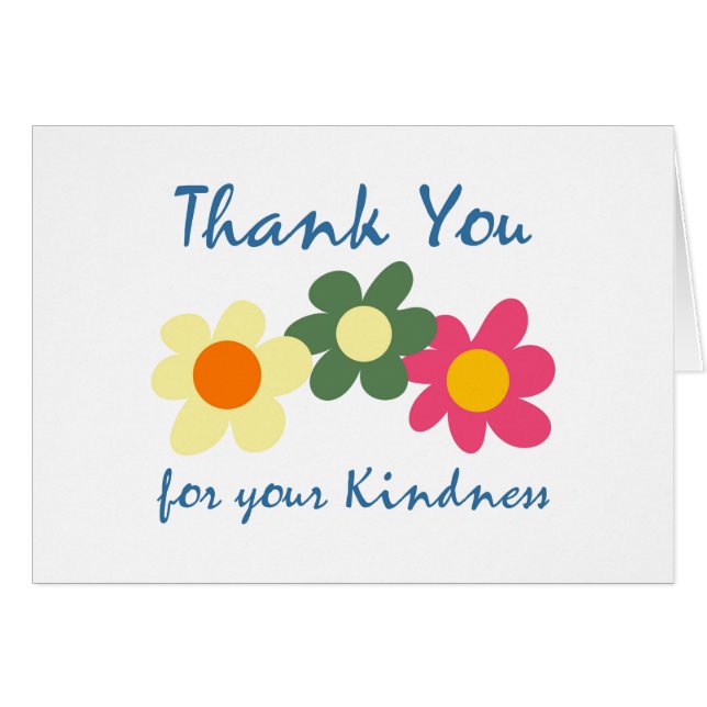 White Thank You Flower Note Card (Front Horizontal)
