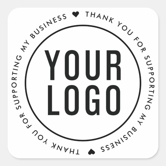 White Thank You For Supporting My Business Square Sticker (Front)