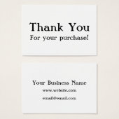 White Thank You For your Purchase Cards (Front & Back)