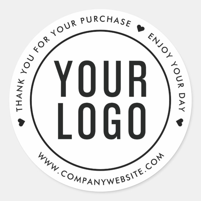 White Thank You For Your Purchase Stickers Logo (Front)