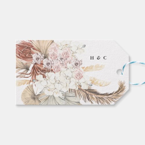 White Thank You Pampas Monogram Grass Floral Gift Tags