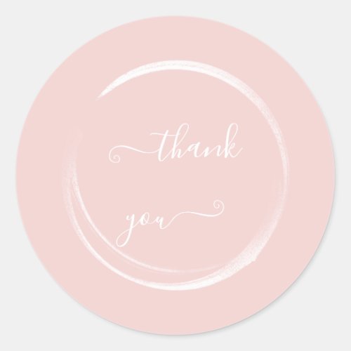 White Thank You White Powder Pink Favor  Classic Round Sticker