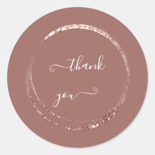 White Thank You White Powder Rose Favor Classic Round Sticker
