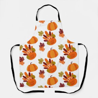 White Thanksgiving Turkey Pumpkin Autumn Leaves