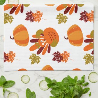 White Thanksgiving Turkey Pumpkin Autumn Leaves