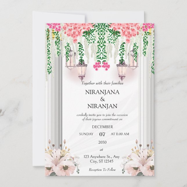 White theme Wedding Invitation (Front)
