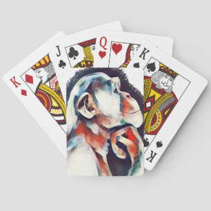 White thinker monkey poker cards