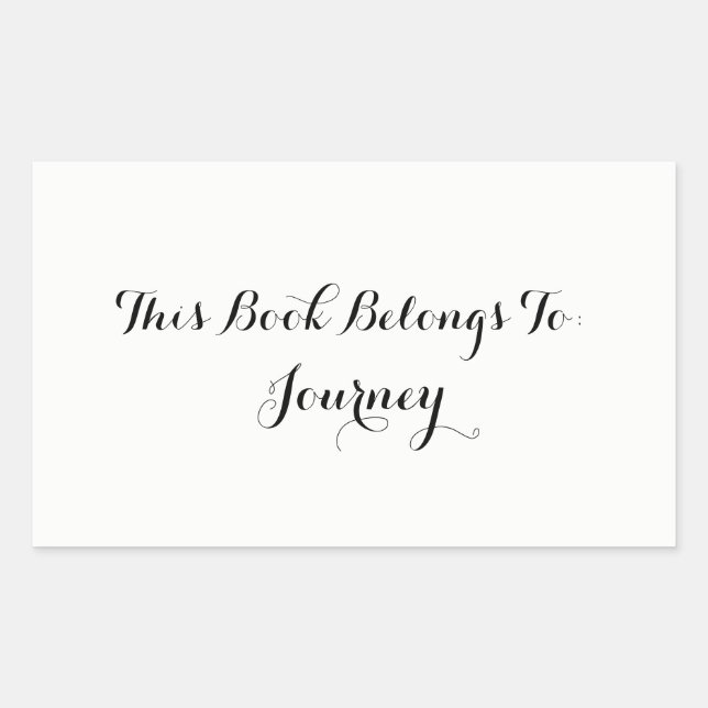 White "This Book Belongs To" Rectangular Sticker (Front)