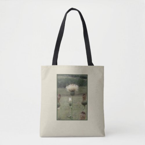 White Thistle Floral Sage Photo Tote Bag