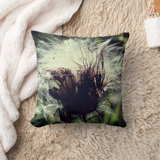 White Thistle Seed Fluff  Throw Pillow (Blanket)
