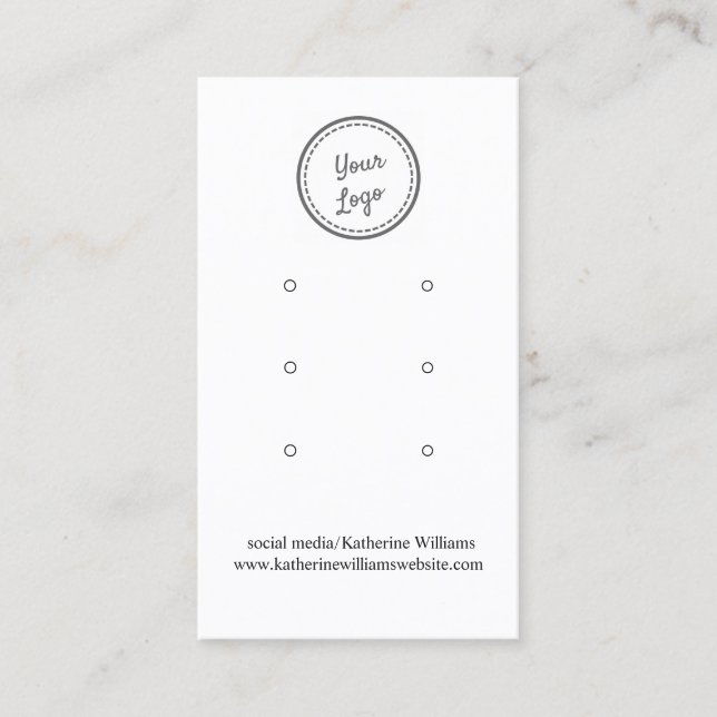White Three Earring  Display Card |Add Your Logo (Front)