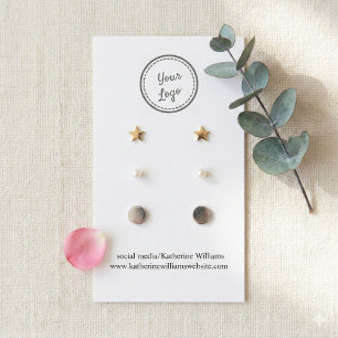 White Three Earring Display Card Add Your Logo