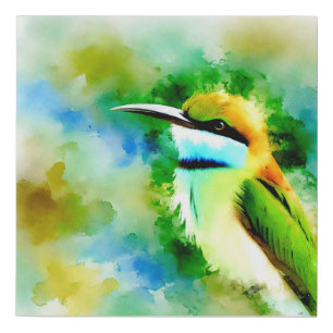 White throated Bee eater 251024AREF144 - Watercolo Faux Canvas Print