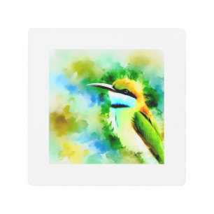 White throated Bee eater 251024AREF144 - Watercolo Metal Print