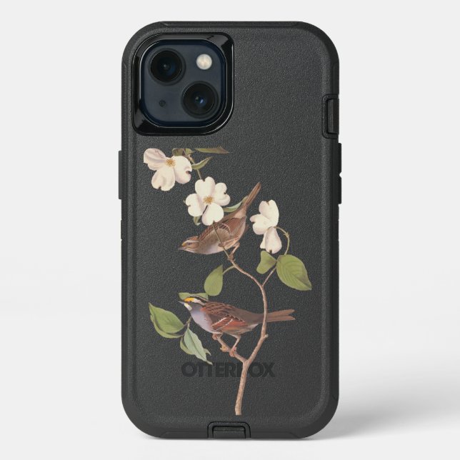 White-Throated Sparrow Audubon Birds in Dogwood Otterbox iPhone Case (Back)