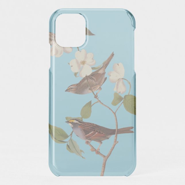 White-Throated Sparrow Audubon Birds in Dogwood Uncommon iPhone Case (Back)