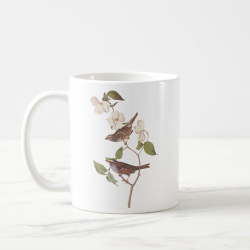 White Throated Sparrow Audubon Birds with Flowers Coffee Mug