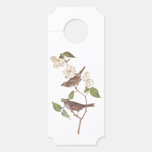 White Throated Sparrow Audubon Birds with Flowers Door Hanger