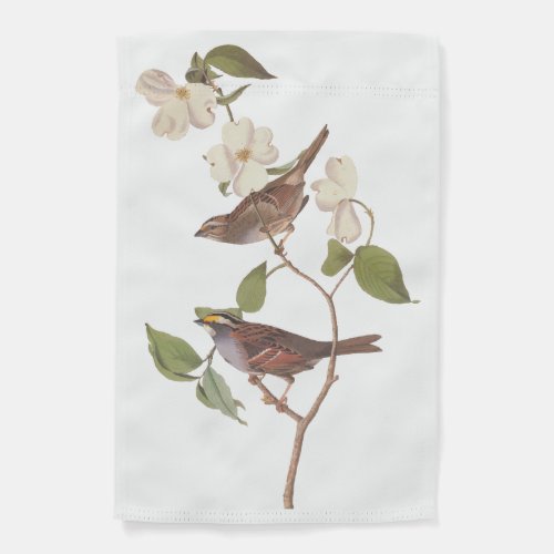 White Throated Sparrow Audubon Birds with Flowers Garden Flag