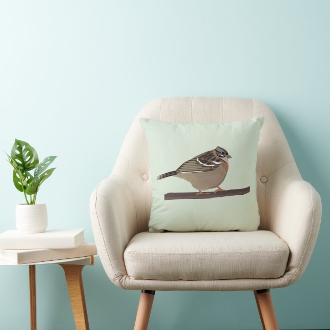 White Throated Sparrow Bird Throw Pillow (Chair)