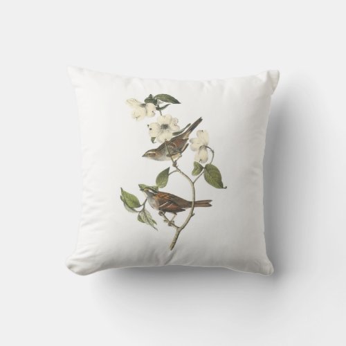 White_throated Sparrow by Audubon Throw Pillow