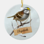 White throated sparrow Customize Name Ceramic Ornament