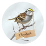 White Throated Sparrow Customize Name Classic Round Sticker