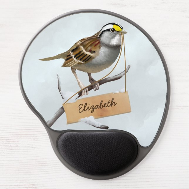 White throated sparrow customize name gel mouse pad (Front)