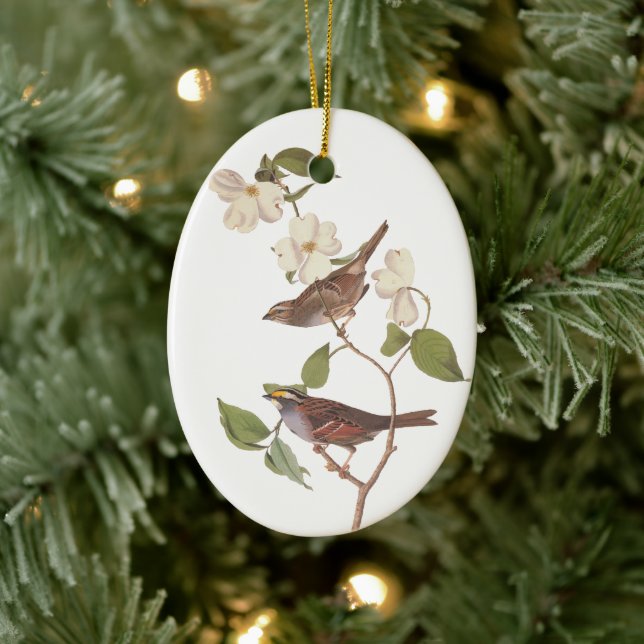 White Throated Sparrow Oval Christmas Ornament (Tree)