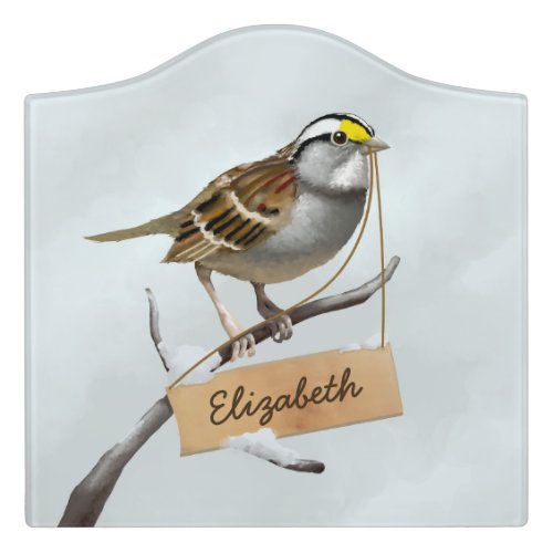 White Throated Sparrow Personalized Door Sign