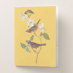 White Throated Sparrow Vintage Audubon Art Pocket Folder