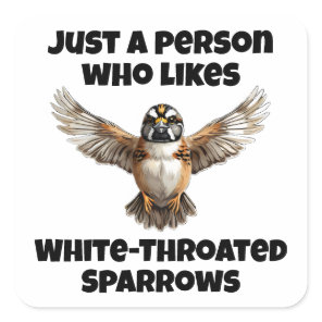 White throated sparrow with wings open square sticker