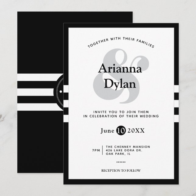 White Tie Affair Wedding Invitation (Front/Back)
