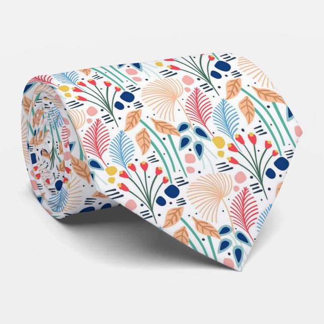 White Tie and Multicolored Tropical Leaves (Rolled)