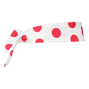 White Tie Headband with Red Polka Dots
