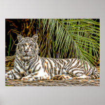 White Tiger Abstract Print