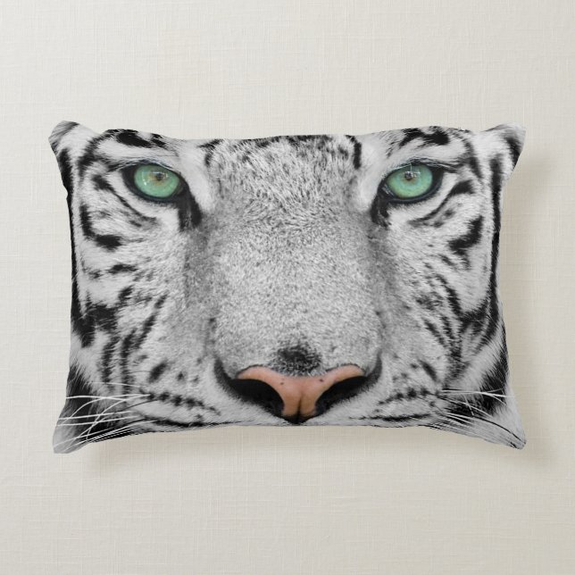 White Tiger Accent Pillow (Front)