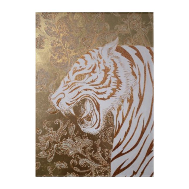 White Tiger Acrylic Panel – Luxurious Wildlife Art (Front)