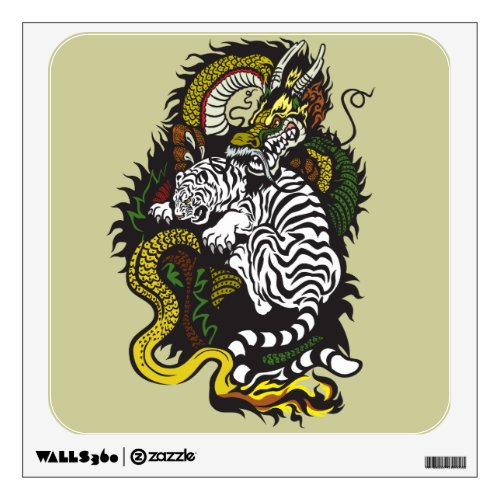 white tiger and green dragon wall decal