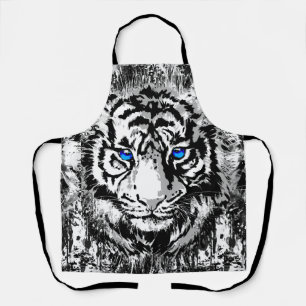 White Tiger Apron - White Tiger Drawing