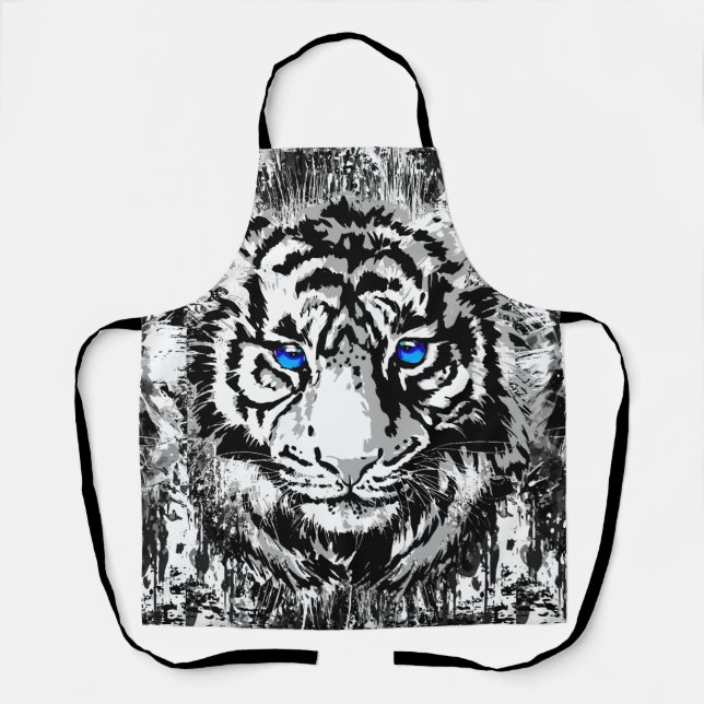 White Tiger Apron - White Tiger Drawing (Front)