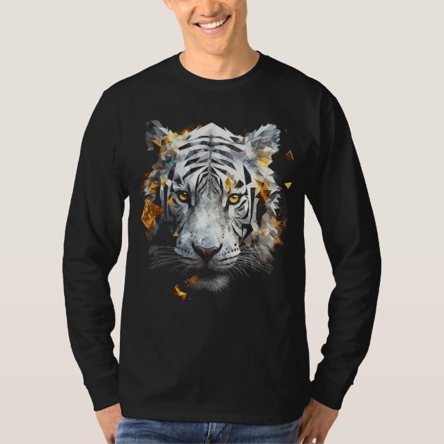 White Tiger - Art Animal Motif Tiger T-Shirt (Front)