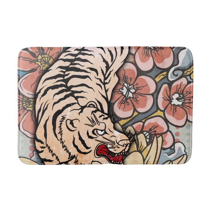 White Tiger Bath Mat Zazzle