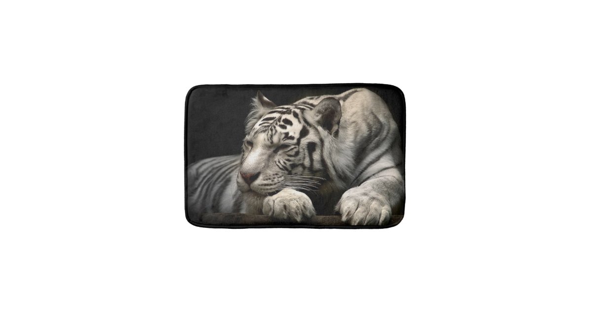 White Tiger Bath Mat Zazzle