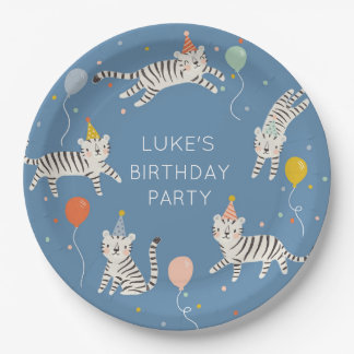 White Tiger Birthday Paper Plates