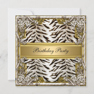 White Tiger Birthday Party Invitation