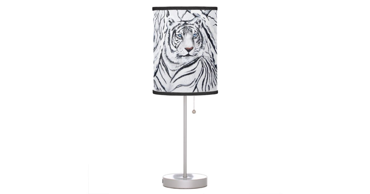 White Tiger Blending In Table Lamp Zazzle Com White Tiger Blending In Table Lamp, White Tiger Lamp