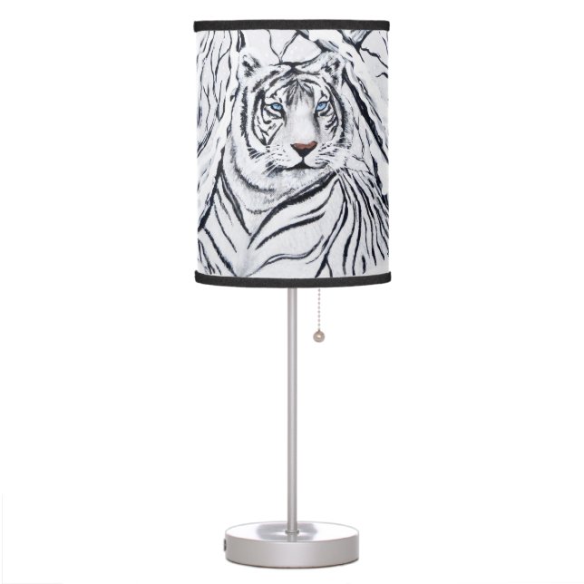 White Tiger Blending In Table Lamp (Left)